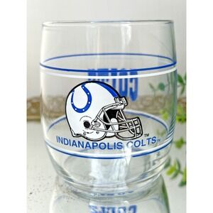 Indianapolis Colts Glass Tumbler NFL Football Logo Drinking Glass Blue Stripe